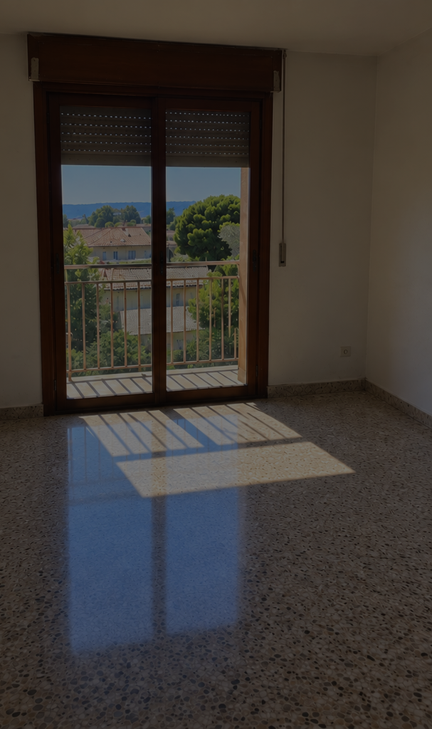 La misma vivienda vacía y limpia tras la limpieza por síndrome de Diógenes